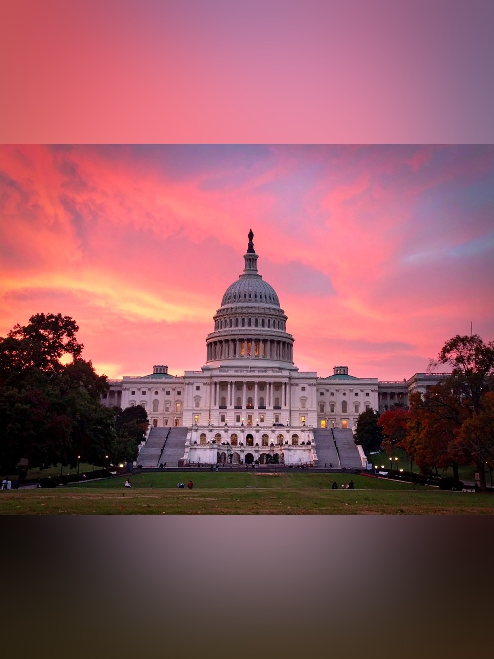 Sunset Capitol Building Photo Print - Pink Sky Home Art Photography